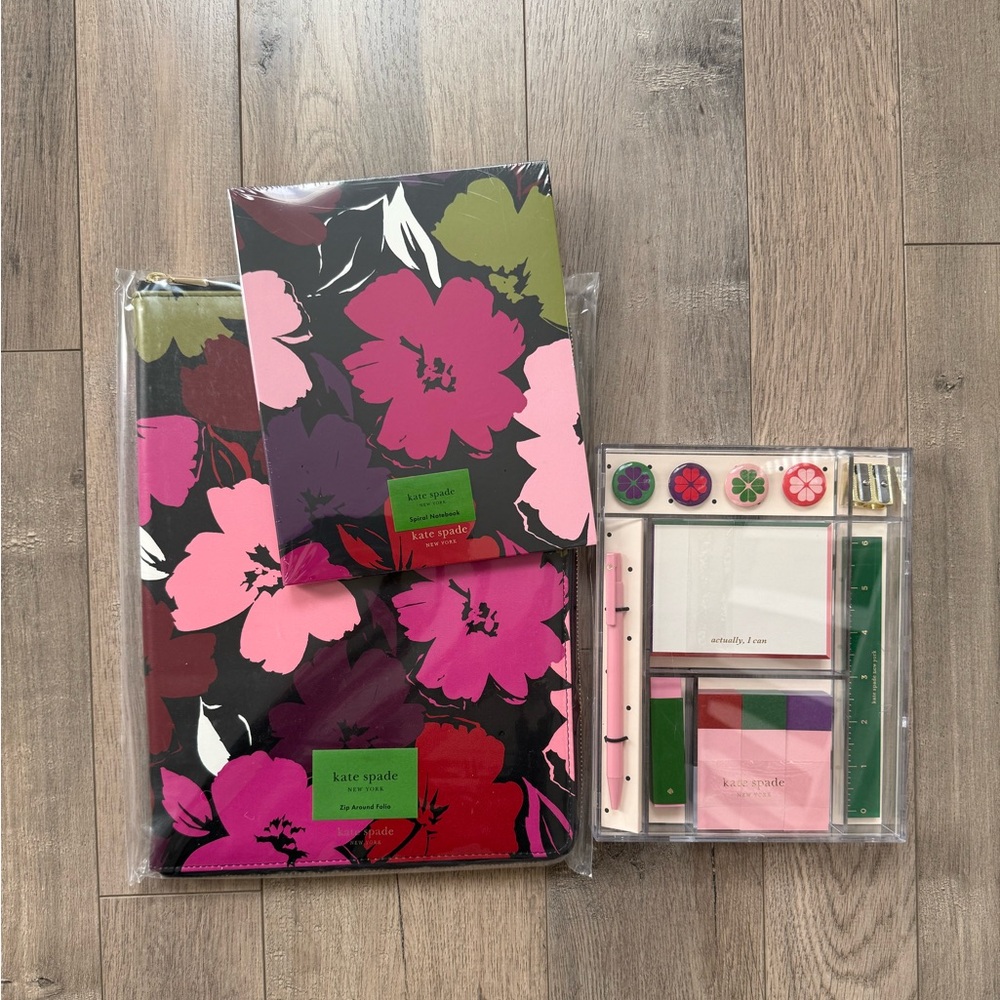 Kate Spade Pink and Green Floral Stationery Set